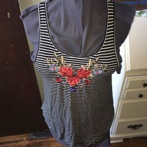American Eagle embroidered stripe Soft & Sexy top